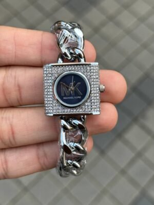 First Copy Michael Kors Square Silver Black Dial Women’s Analog Watch