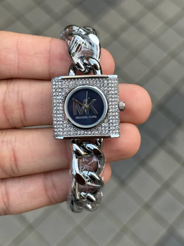 First Copy Michael Kors Square Silver Black Dial Women’s Analog Watch