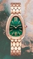 First Copy Bvlgari Serpenti Rose Gold Green Dial Women’s Analog Watch