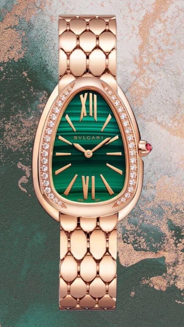First Copy Bvlgari Serpenti Rose Gold Green Dial Women’s Analog Watch