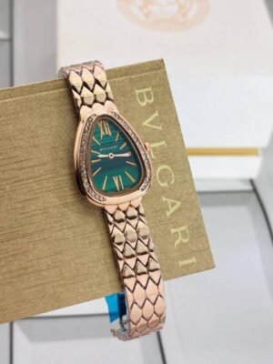 First Copy Bvlgari Serpenti Rose Gold Green Dial Women’s Analog Watch