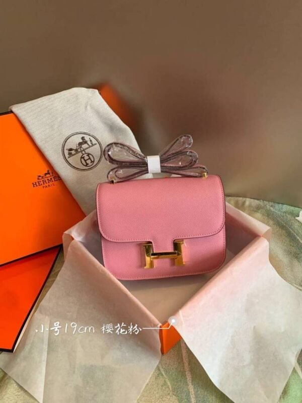 First Copy Hermes Constance Style Pink Mini Sling Bag With Gold H Lock And Premium Finish