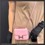 First Copy Hermes Constance Style Pink Mini Sling Bag With Gold H Lock And Premium Finish