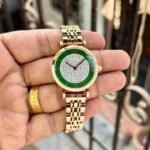 First Copy Emporio Armani Rose Gold Green Dial Full Diamond Women’s Analog Watch