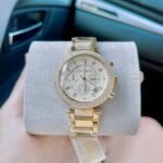 First Copy Michael Kors Parker Gold Crystal Bezel Women’s Analog Watch