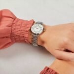 First Copy Emporio Armani Silver White Dial Roman Marker Diamond Bezel Women’s Analog Watch