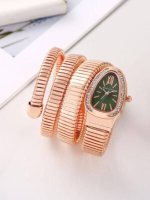 First Copy Bvlgari Serpenti Rose Gold Green Dial Women’s Analog Watch