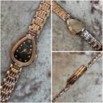 First Copy Bvlgari Serpenti Silver Rose Gold Black Dial Diamond Bezel Women’s Analog Watch