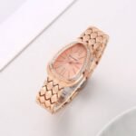 First Copy Bvlgari Serpenti Rose Gold Peach Dial Diamond Bezel Women’s Analog Watch