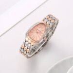 First Copy Bvlgari Serpenti Silver Rose Gold Peach Dial Diamond Bezel Women’s Analog Watch
