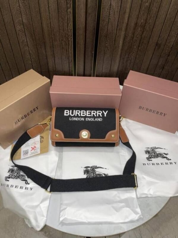 First Copy Burberry Black Mini Top Handle Bag With Logo Print And Premium Finish