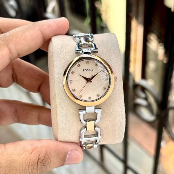 First Copy Fossil Two Tone Gold Silver Chain Strap Women’s Analog Watch
