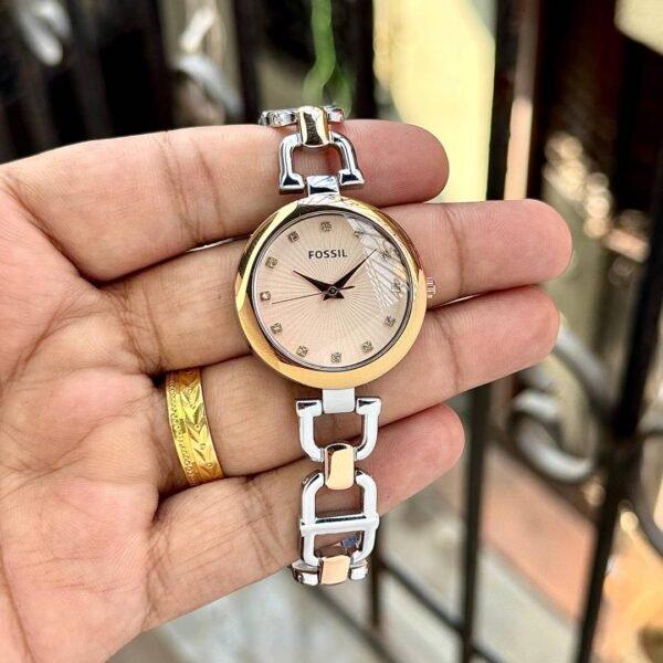 First Copy Fossil Two Tone Gold Silver Chain Strap Women’s Analog Watch