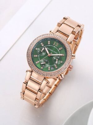 First Copy Michael Kors Parker Rose Gold Green Dial Women’s Analog Watch