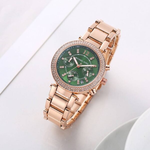 First Copy Michael Kors Parker Rose Gold Green Dial Women’s Analog Watch