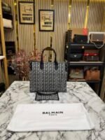 First Copy Balmain Paris Monogram Structured Tote Bag With Black Handles And Premium Finish