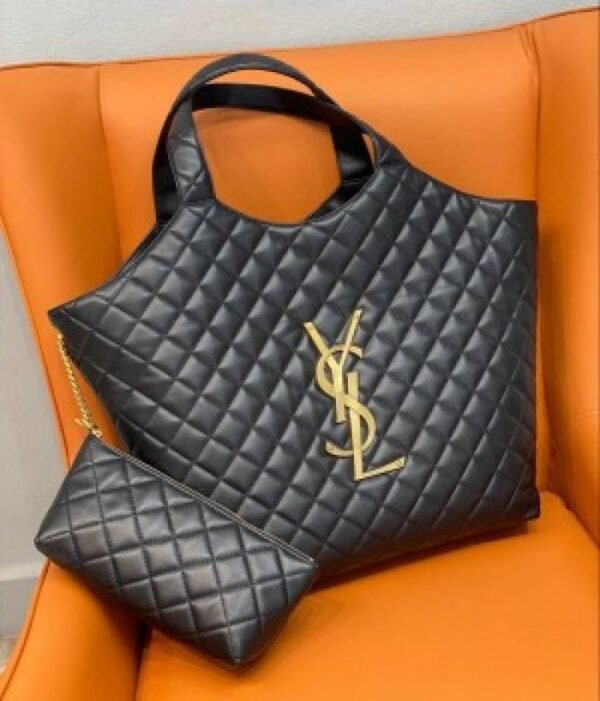 First Copy YSL Ladies Quilted Tote Bag With Matching Pouch Premium Handbag