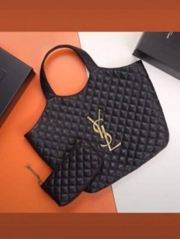 First Copy YSL Ladies Quilted Tote Bag With Matching Pouch Premium Handbag