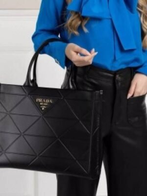 First Copy Prada Ladies Quilted Large Tote Bag Black Premium Handbag