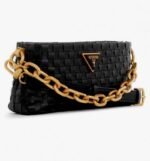 First Copy Guess Black Quilted Shoulder Bag With Gold Chain Strap And Premium Finish