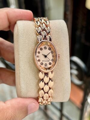 First Copy Bvlgari Serpenti Rose Gold White Dial Diamond Marker Women’s Analog Watch