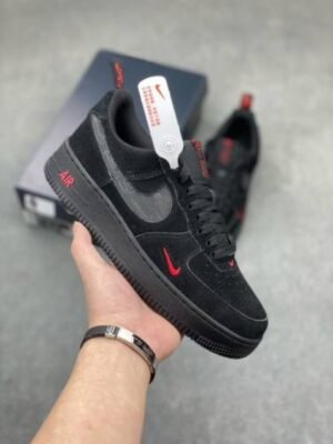 First Copy Nike Air Force 1 Low Multi Swoosh Black Crimson
