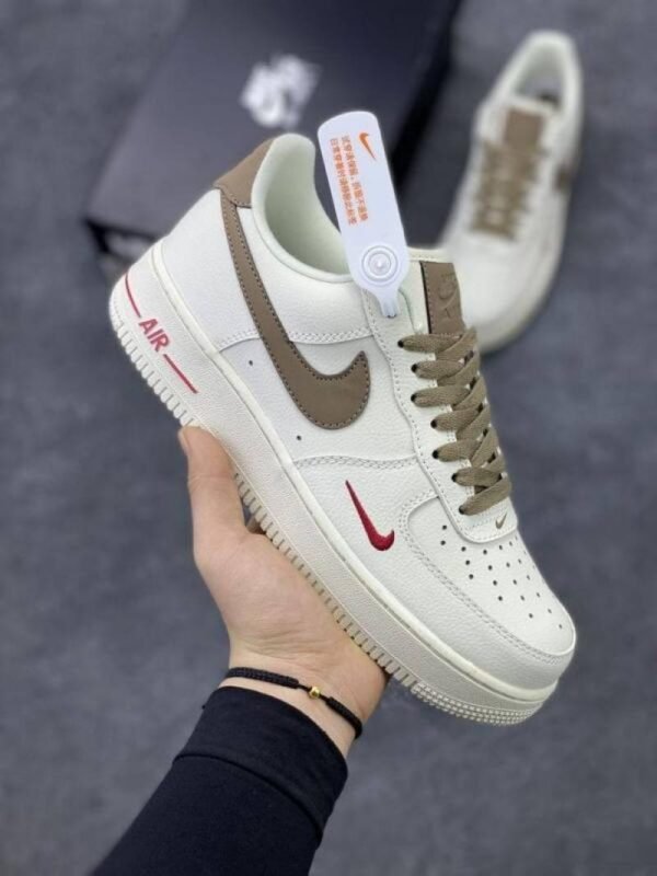 First Copy Nike Air Force 1 Mini Red Swoosh Milk Coffee Premium Sneaker
