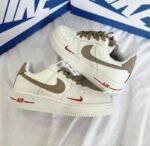 First Copy Nike Air Force 1 Mini Red Swoosh Milk Coffee Premium Sneaker