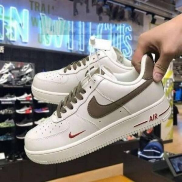 First Copy Nike Air Force 1 Mini Red Swoosh Milk Coffee Premium Sneaker