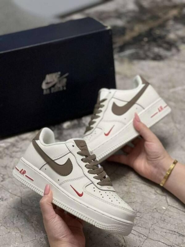 First Copy Nike Air Force 1 Mini Red Swoosh Milk Coffee Premium Sneaker
