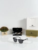 First Copy Burberry Black Square Unisex Sunglasses UV Protection Luxury Designer Style