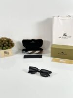 First Copy Burberry Black Square Unisex Sunglasses UV Protection Luxury Designer Style