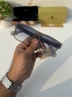 First Copy Burberry Grey Square Unisex Sunglasses UV Protection Luxury Style