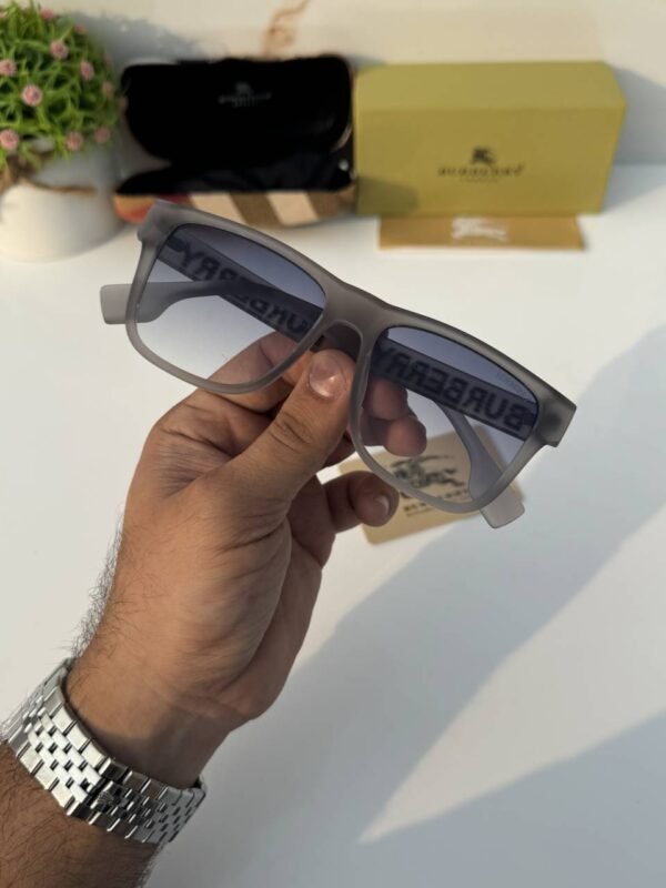 First Copy Burberry Grey Square Unisex Sunglasses UV Protection Luxury Style
