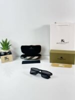 First Copy Burberry Style Square Black Sunglasses For Men UV Protection Premium Luxury Trending