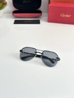 First Copy Cartier Silver Aviator Sunglasses Grey Lens Unisex UV Protection 7217