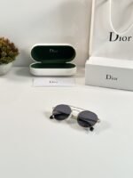 First Copy Dior Round Black Lens Metal Frame Premium Unisex Sunglasses UV Protection