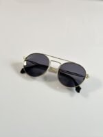 First Copy Dior Round Black Lens Metal Frame Premium Unisex Sunglasses UV Protection