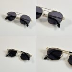 First Copy Dior Round Black Lens Metal Frame Premium Unisex Sunglasses UV Protection