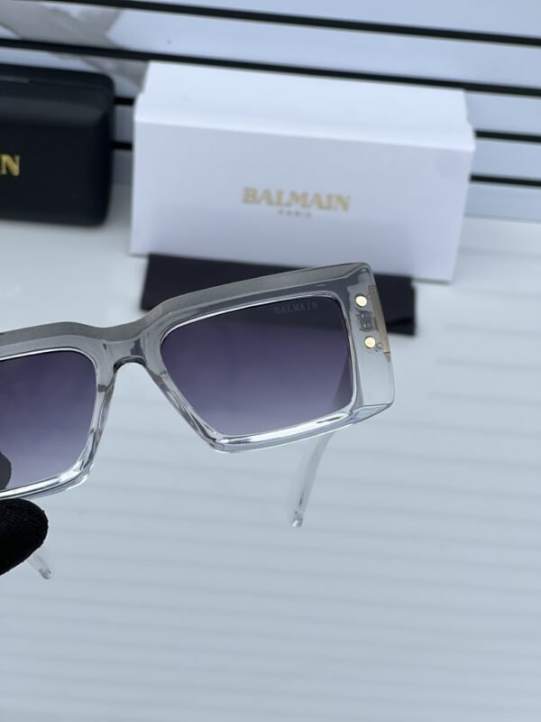 First Copy Balmain Transparent Square Sunglasses Grey Gradient Lens Unisex UV Protection