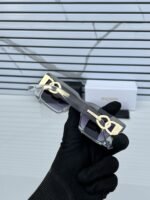 First Copy Balmain Transparent Square Sunglasses Grey Gradient Lens Unisex UV Protection