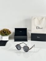 First Copy Dior Round Black Sunglasses Metal Frame Unisex UV Protection