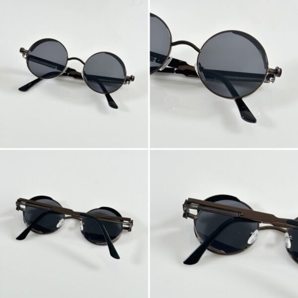 First Copy Dior Round Black Sunglasses Metal Frame Unisex UV Protection