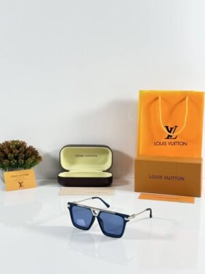 First Copy Louis Vuitton Black Aviator Frame Blue Lens Men’s Sunglasses