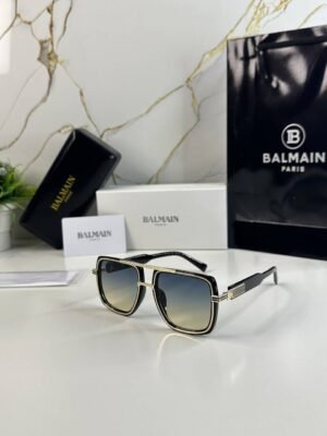 First Copy Balmain Square Black Frame Sunglasses Grey Gradient Unisex UV Protection
