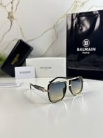 First Copy Balmain Square Black Frame Sunglasses Grey Gradient Unisex UV Protection