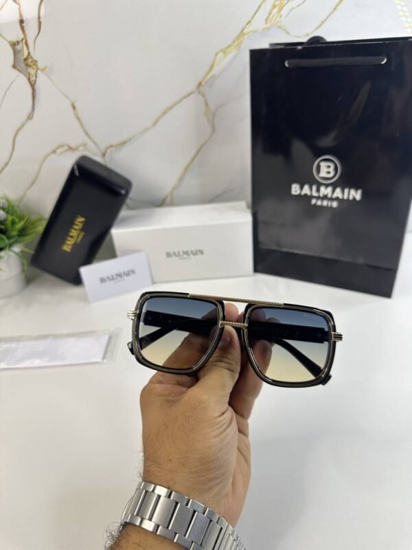 First Copy Balmain Square Black Frame Sunglasses Grey Gradient Unisex UV Protection