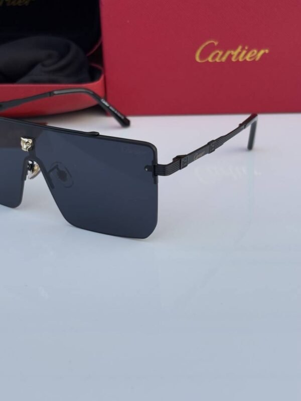 First Copy Cartier Black Shield Sunglasses Oversized Unisex UV Protection 24034