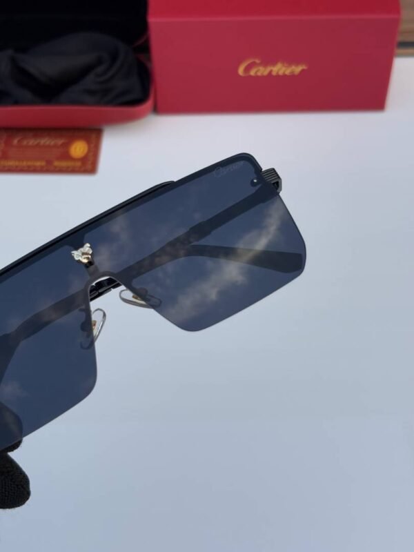 First Copy Cartier Black Shield Sunglasses Oversized Unisex UV Protection 24034