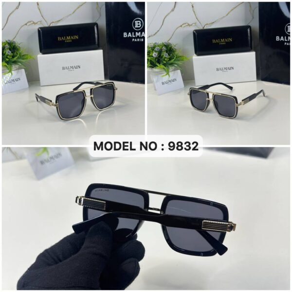 First Copy Balmain Aviator Black Sunglasses Grey Lens Unisex UV Protection